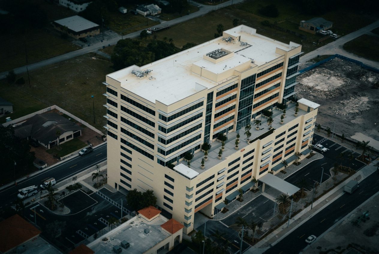Aerial view of the completed Aventura Medical Tower