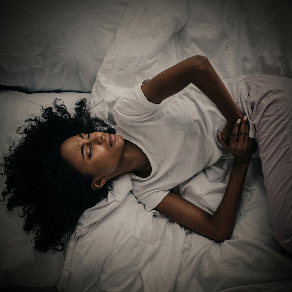 Woman resting, representing fibroid symptom relief care